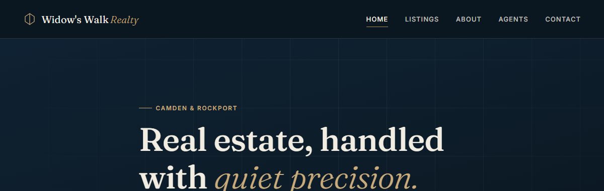 Homepage of Widow's Walk Realty, a concept real estate site